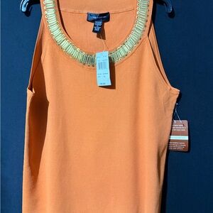 Cable & Gauge Orange Tank with Beaded Lime Trim